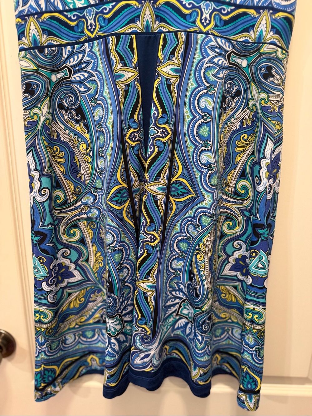 Apt. 9 Blue and Teal Paisley Fit-and-Flare Midi Dress - Picture 7 of 8